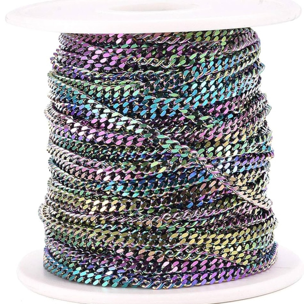 32.8 Feet Multicolor Stainless Steel Twisted Curb Chain